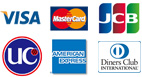 VISA、MasterCard、JCB、UC、AMERICAN EXPRESS、Diners Club INTERNATIONAL